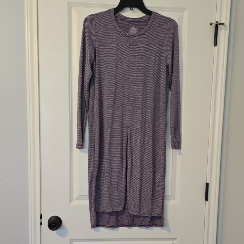 CuddlDuds Purple Strip Long Sleeve Lounge Dress. Size XS NWOT